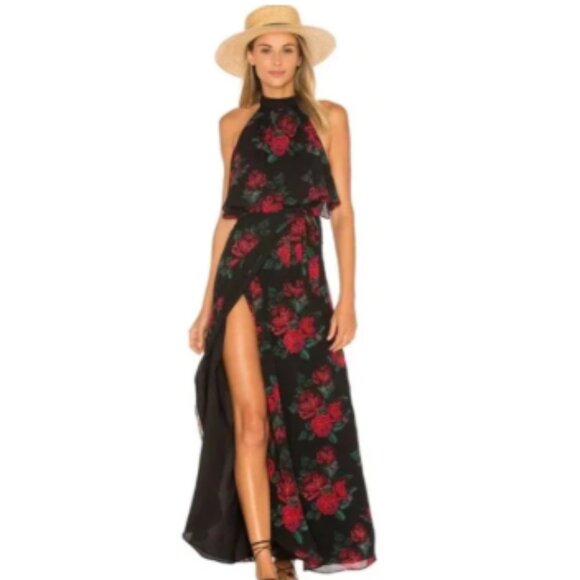 Lovers and Friends Golden Ray Red Roses Boho Floral Maxi Dress in XS - Picture 1 of 10